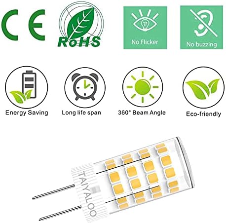 TAIYALOO G4 LED Bulbs 12V 5W Warm White 2700K 10 Pack 1