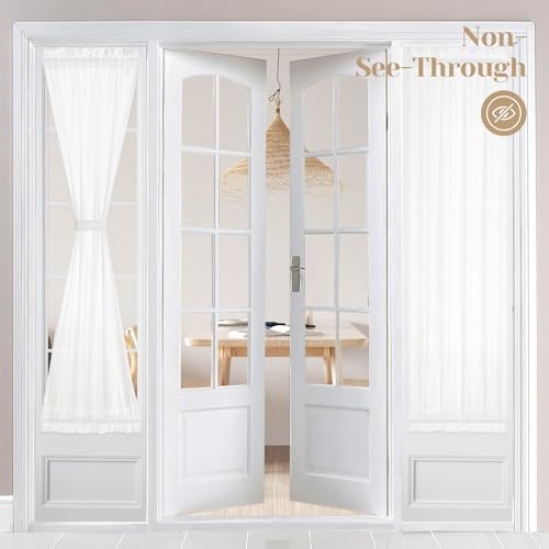 HOMEIDEAS Non-See-Through Sidelight French Curtains 1 Panel White