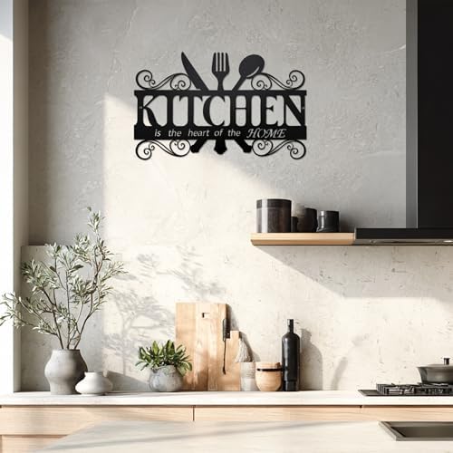 Farmhouse Kitchen Wall Decor Metal Sign - Black