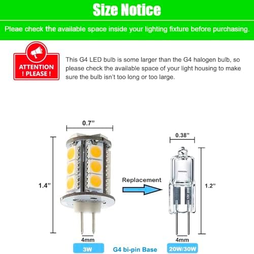 Makergroup T3 G4 Bi-pin LED Bulbs 6-Pack 3Watt Daylight White 6000K