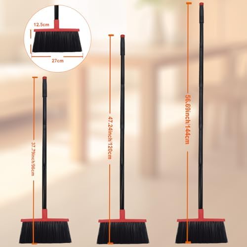 Heavy-Duty Adjustable Angle Broom with 56 Steel Handle