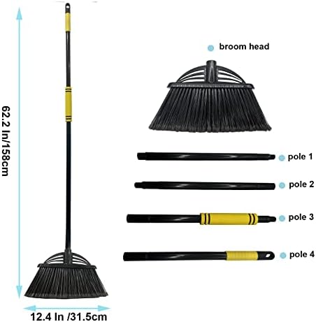 Xifando Four-Section Angle Broom Heavy-Duty Cleaning Tool BlackYellow