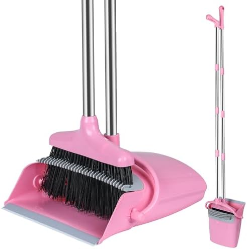 KYDIFS Pink Broom and Dustpan Combo Set