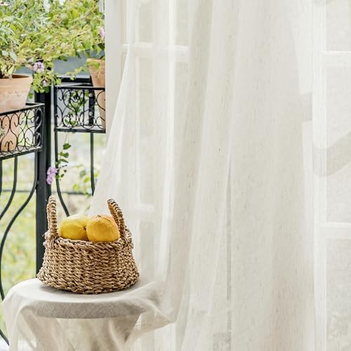FMFUNCTEX Linen Sidelight Curtains 72 Beige 2 Panels