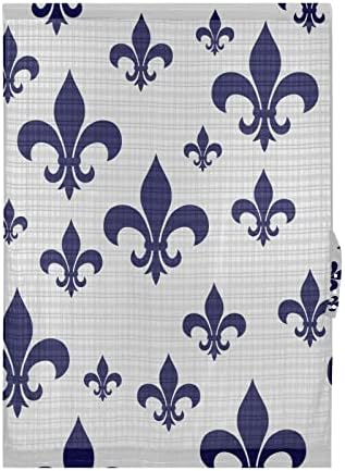 Navy Blue Fleur-de-lis Door Curtain 25x40in