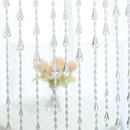 GeeComfy Crystal Beaded Curtain - White 355 x 79 Inches