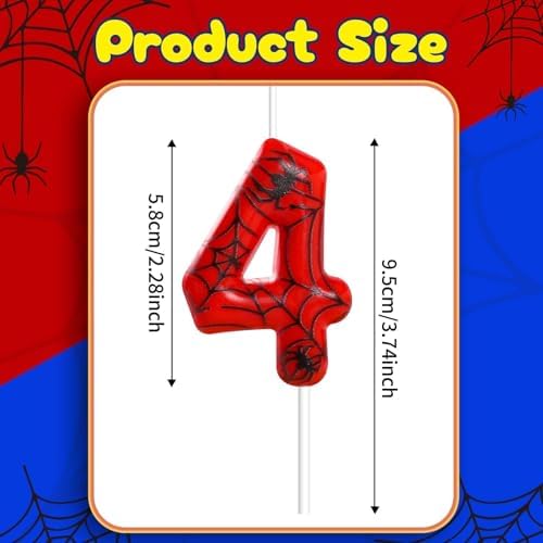 Sel Natural Number 4 Spider Birthday Candle