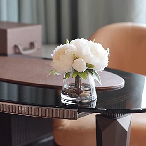 White Artificial Roses Silk Bouquet with Glass Vase