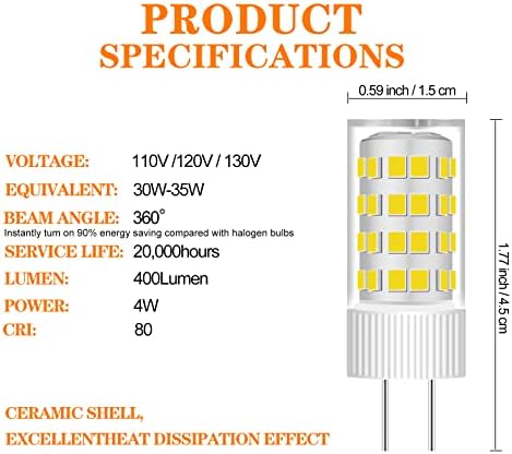 HUIMEIJIA GY53 LED Bulb 4W Equivalent 40W Halogen Replacement 4Pack