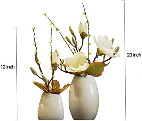 Realistic Artificial Magnolia Flowers in White Ceramic Vase