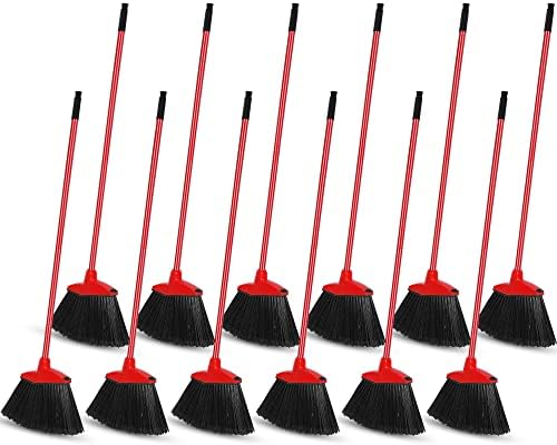 12 Pcs Heavy Duty Angle Broom with 53 Inch Handle