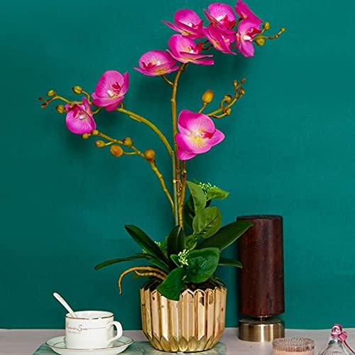 NDRFAWY Artificial Orchids Flowers in Gold Vase Set