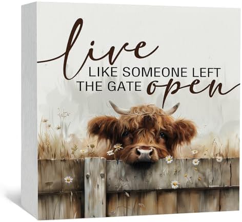 Highland Cow Wall Art - Rustic Home Decor Sign