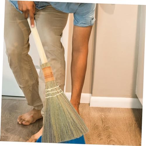 FRCOLOR Hand-Woven Bamboo Broom for Home Cleaning