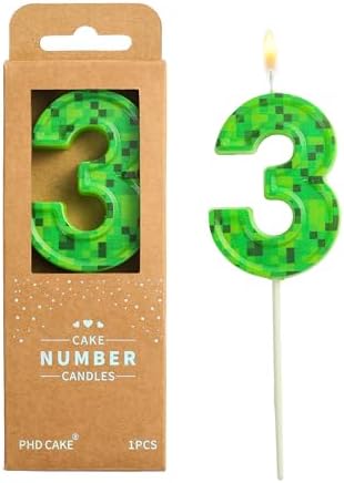 PHD CAKE 276 Inch Pixel Number 3 Birthday Candle