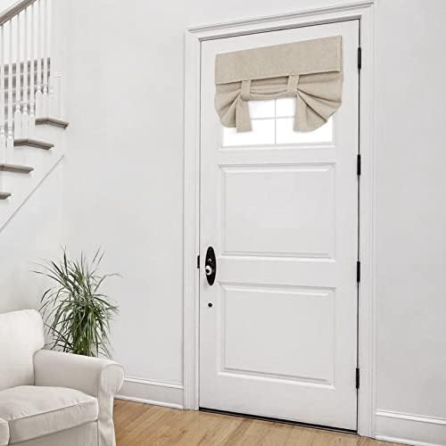HOMEIDEAS Linen French Door Curtains 26x20 Inch Blackout Panels for Privacy