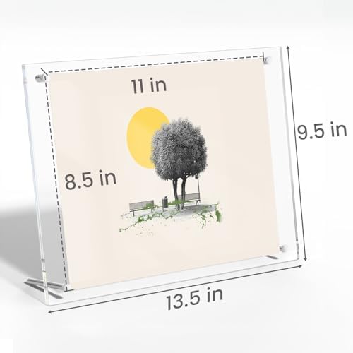NIUBEE 85x11 Clear Acrylic Floating Photo Frame