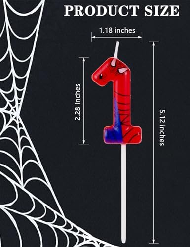 Gezan Spider Themed Birthday Candles with Number 1