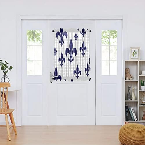 Navy Blue Fleur-de-lis Door Curtain 25x40in