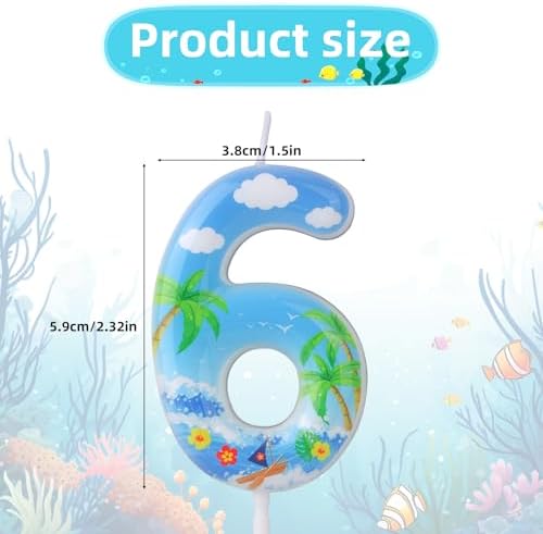 Ocean Themed Birthday Candles Number 6