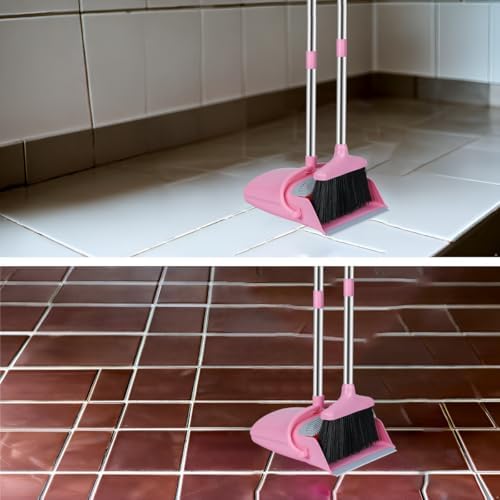 KYDIFS Pink Broom and Dustpan Combo Set