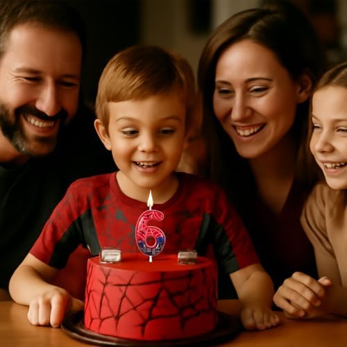 Spider Themed Birthday Candle Red Blue 6cm