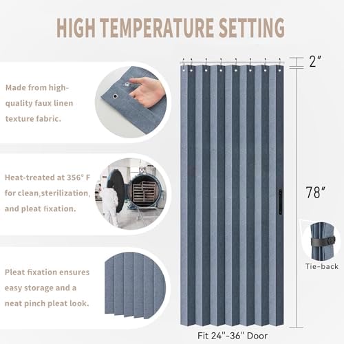 Vatge Blue Accordion Door Curtain Panel with Tieback