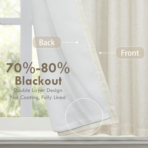 DriftAway Double Layer Linen Blackout Tie Up Curtains