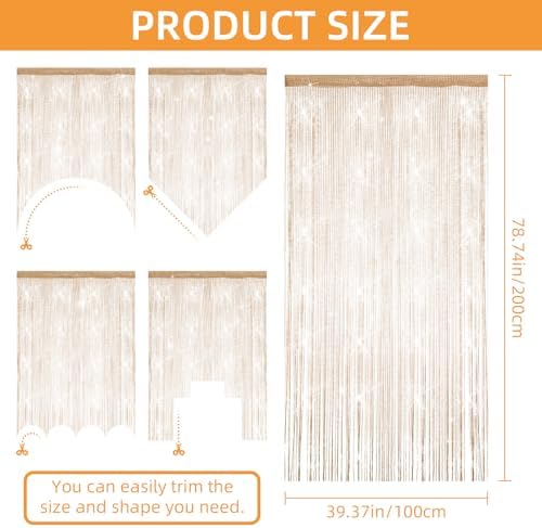 VavoStocks Glitter String Curtains 4PCS Champagne