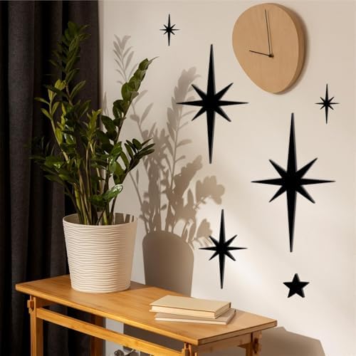 Easma 6Pcs Mid Century Starburst Metal Wall Art