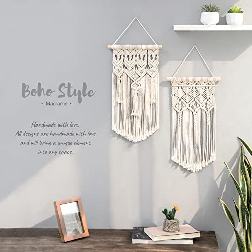 Mkono 2 Pcs Macrame Wall Hanging Boho Geometric Decor