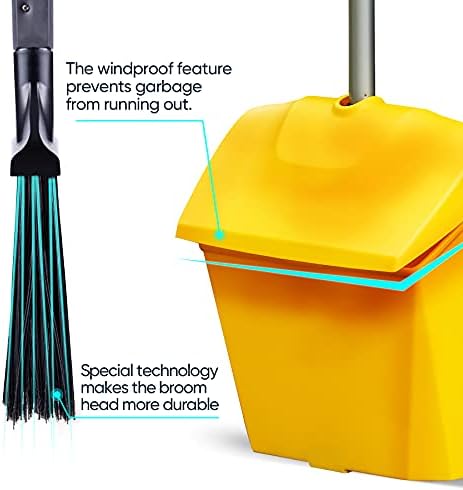 Yocada Heavy Duty Broom and Dustpan Set with Windproof Cover