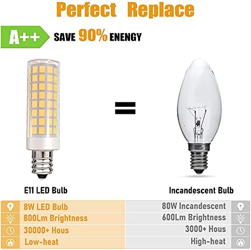 VOKWAK E11 LED Bulb 4-Pack Warm White 3000K 8W 30000hr