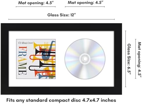 Americanflat 65x12 CD Frame with Shatter-Resistant Glass - Black 1