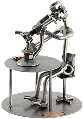 Biologist Microscope Sculpture Handmade Metal Figurine