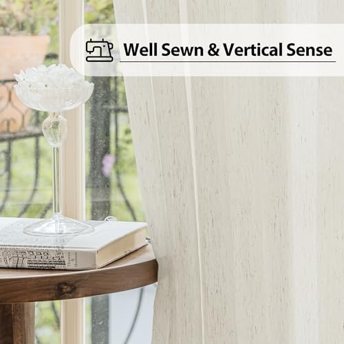 FMFUNCTEX Linen Sidelight Curtains 72 Beige 2 Panels