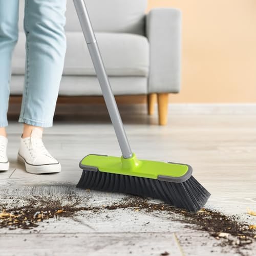 4 PK Soft Bristle Push Brooms - Heavy Duty Commercial Broom for House Garage Kitchen Shop Restaurant