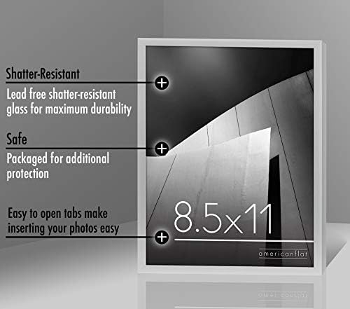 Americanflat 85x11 Picture Frame with Shatter-Resistant Glass and Hanging Hardware - Silver
