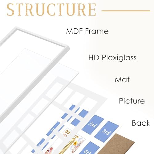 12x16 White Photo Frame with 13 Slots for Baby Memories