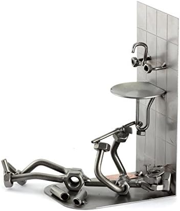 Handmade Plumber Sculpture Nuts Bolts Decor Figurine Made in Germany