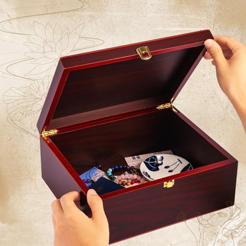 Heart Tree Wooden Keepsake Box - Large Red 1