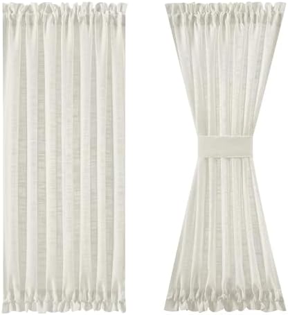 FMFUNCTEX Linen French Door Panels 72 Inches Natural Beige
