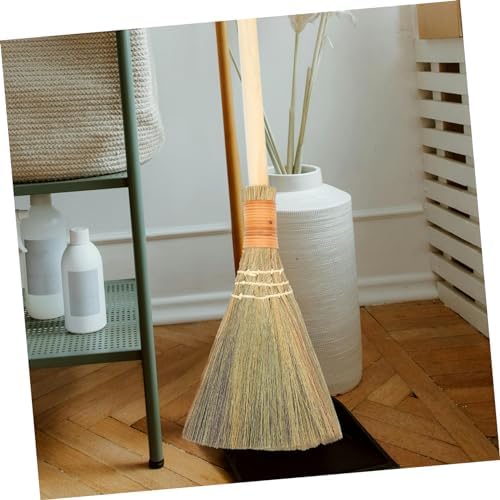 FRCOLOR Hand-Woven Bamboo Broom for Home Cleaning