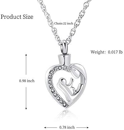 Shajwo Cremation Jewelry Baby in Mom Arms Heart Urn Necklace