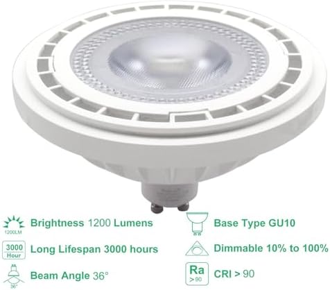 Rowrun GU10 AR111 12W LED Bulb Dimmable Pack of 2