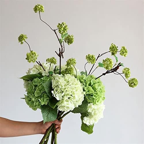 Artificial Hydrangea Set with Glass Vase for Home Decor