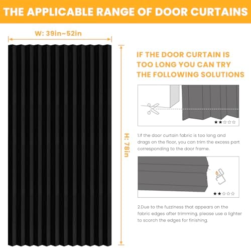 AJAZZ Magnetic Accordion Door Curtain 52x78 Black 1 Panel