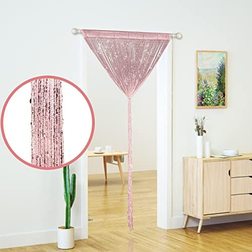 Transcosy Glitter Beaded Curtain Panel - Light Pink 3979
