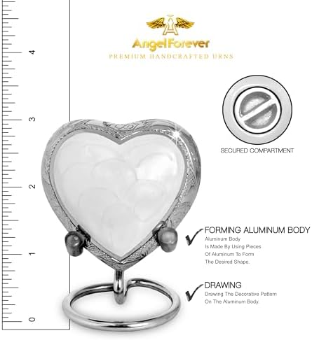 Brass Heart Urn for Ashes - Small Keepsake Urn White