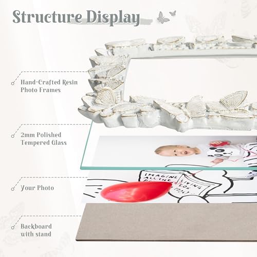 Axeman 4x6 Picture Frame with Glass Butterfly Resin Wall Tabletop Display